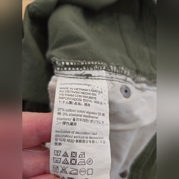 CALVIN KLEIN JEANS Olive Green Khaki Ankle Slim Jeans Denim Size 10 M - Picture 6 of 6